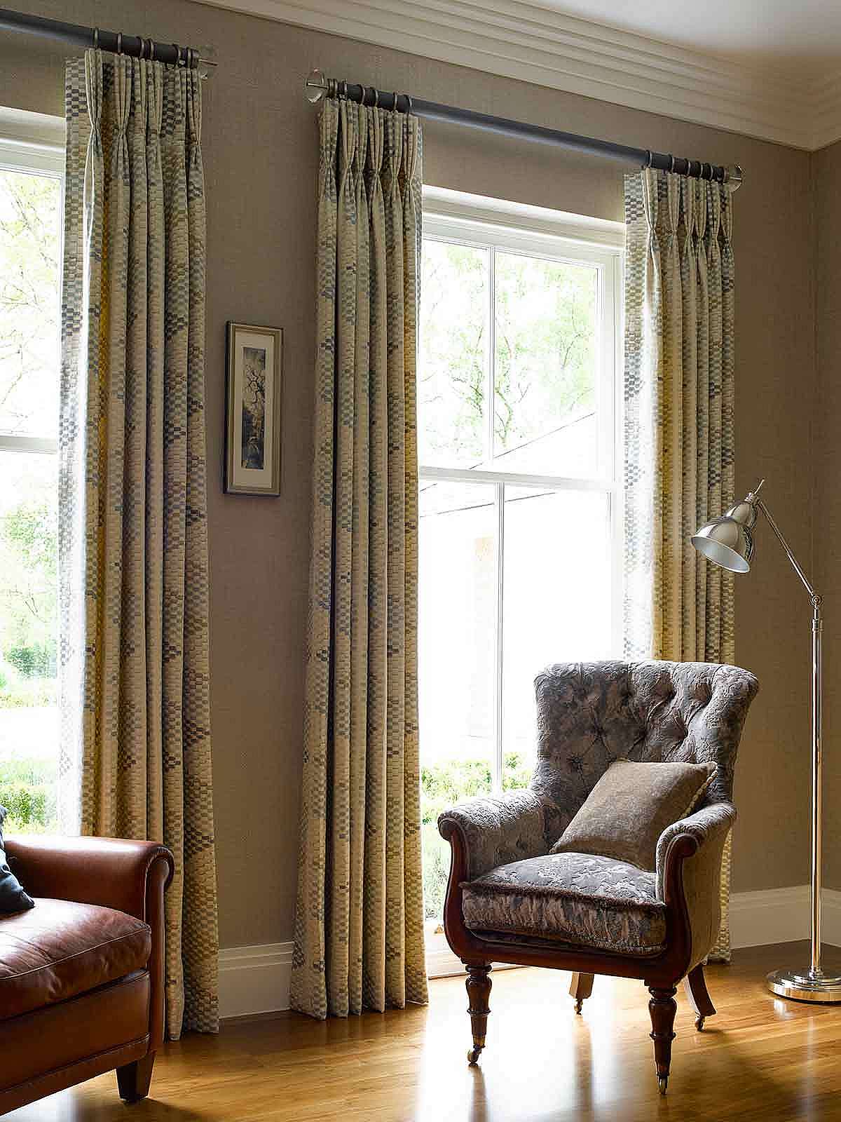 Lined and interlined pinch pleated curtains