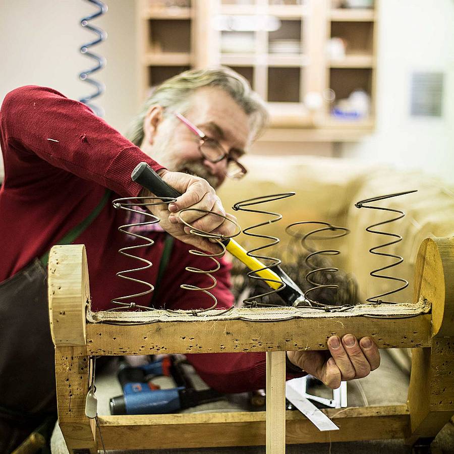 The upholsterer in the workshop